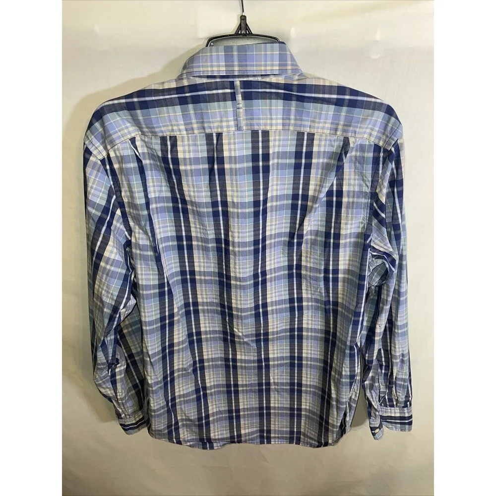 Banana Republic Dress Shirt Mens Size Medium Slim Fit Blue Striped Button Up LS